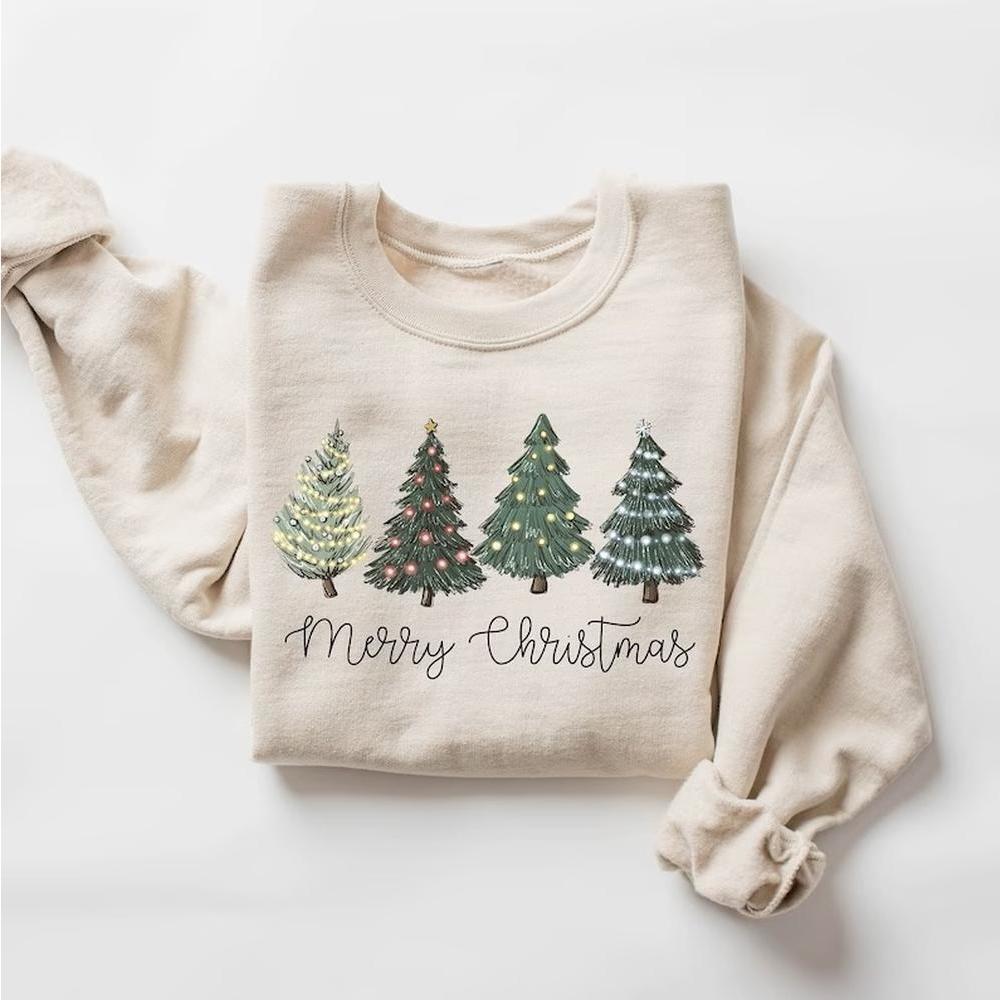 Merry Christmas Trees Holiday Graphic Sweatshirt